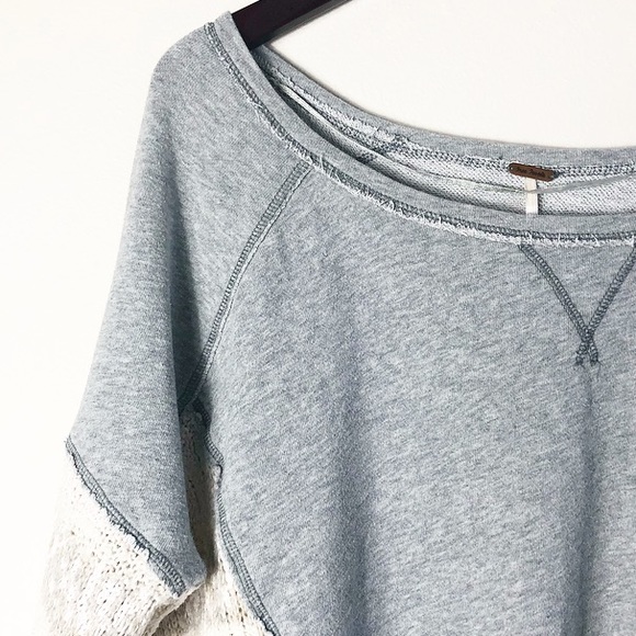 Free People Sweaters - Free People Knit Gray Sweater Scoop Neck Size M